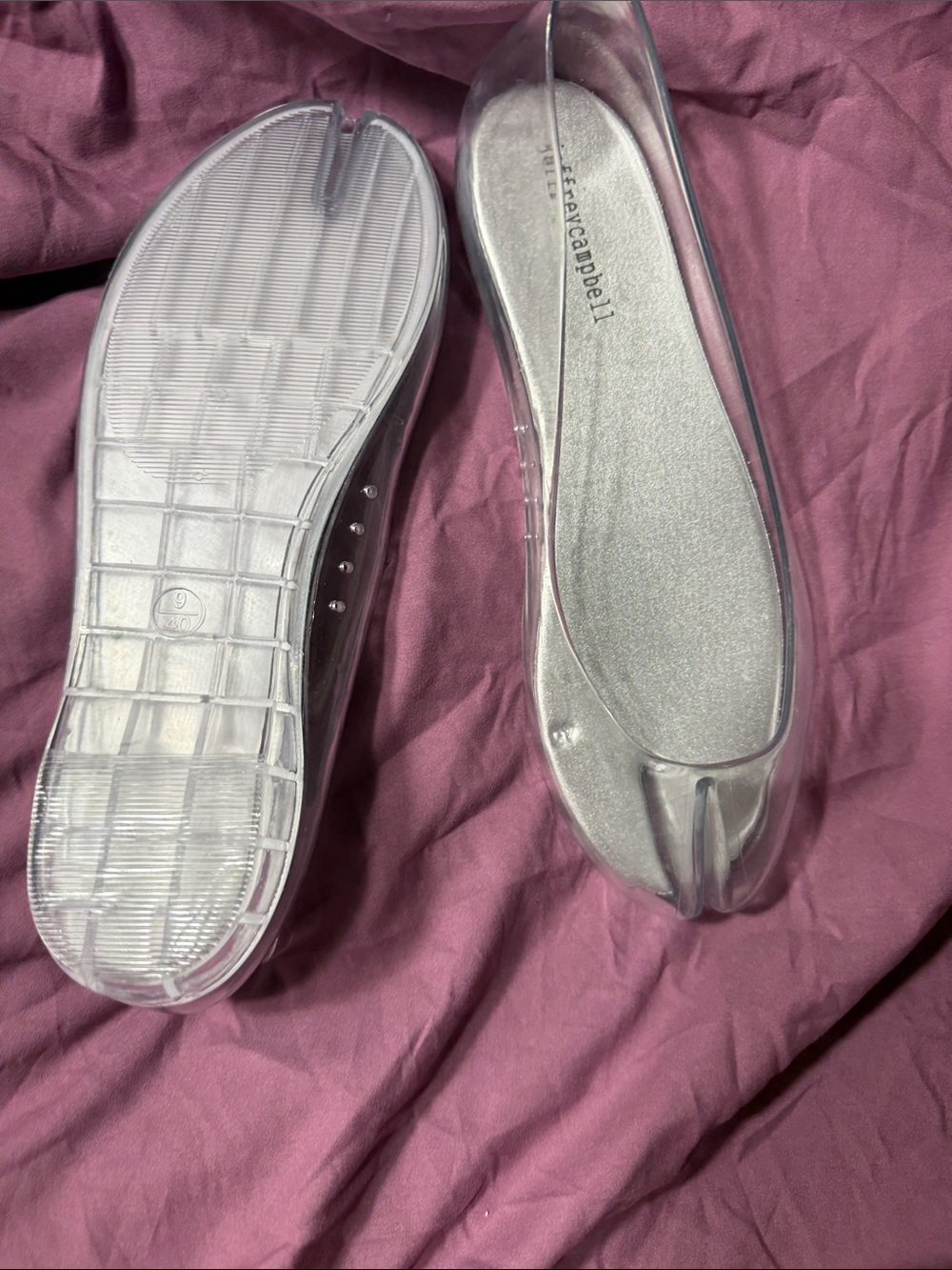 Jeffrey Campbell Clear Jelly Split-Toe Ballet Flats with Silver Insole - Picture 4 of 5